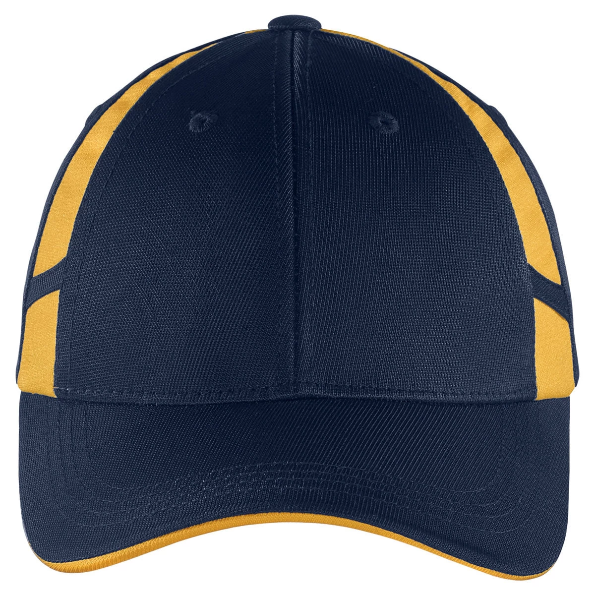 Sport-Tek True Navy/Gold Dry Zone Mesh Inset Cap - Image 2