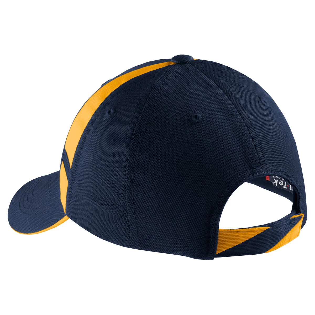 Sport-Tek True Navy/Gold Dry Zone Mesh Inset Cap - Image 3