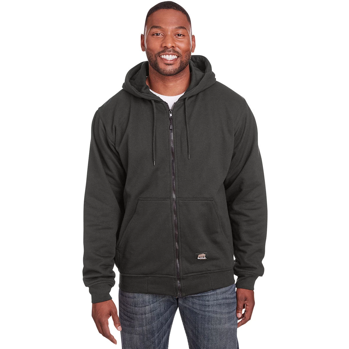 Berne Men's Charcoal Heritage Thermal-Lined Full-Zip Hooded Sweatshirt - Image 2