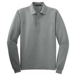 Port Authority Men's Cool Grey Tall Silk Touch Long Sleeve Polo