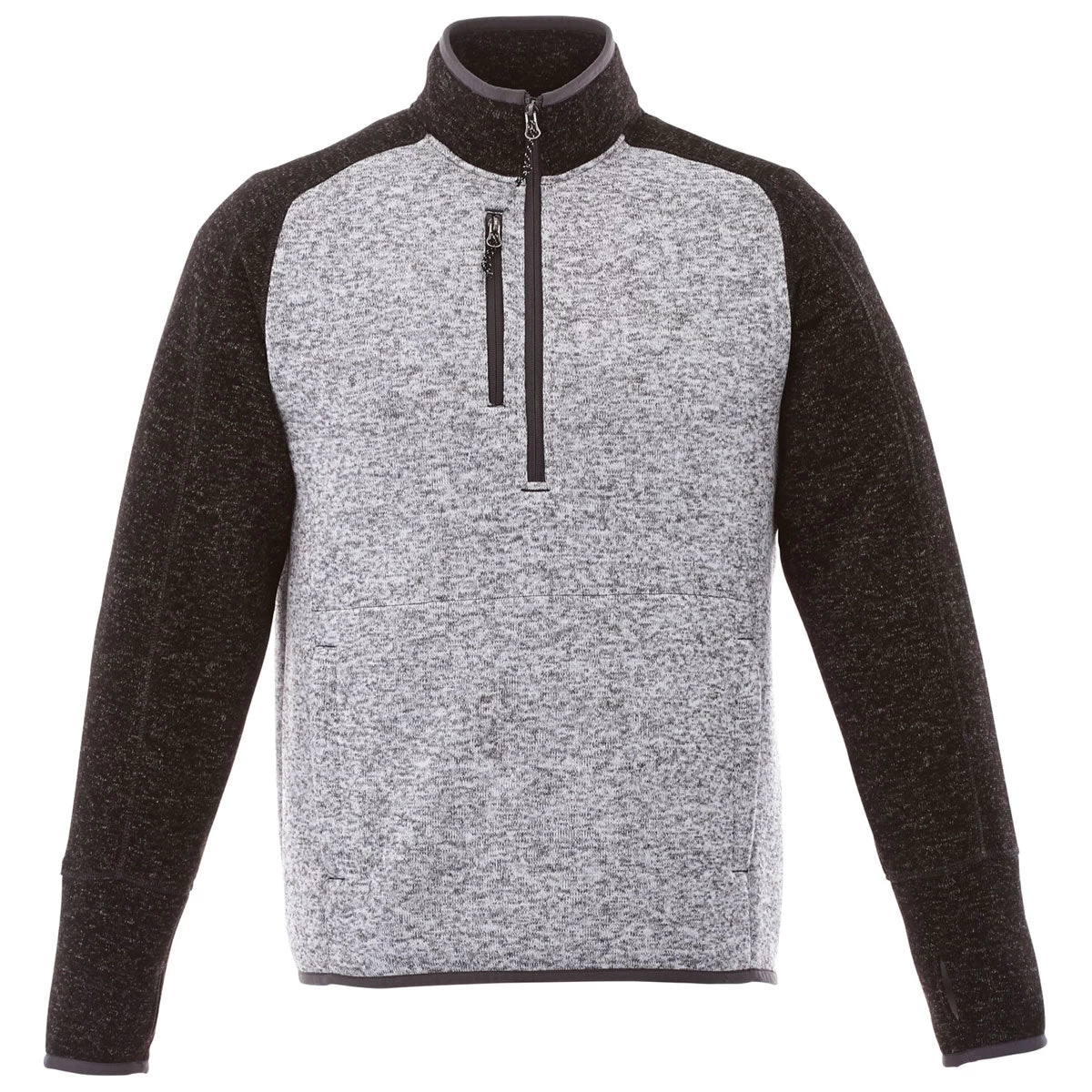 Elevate Men's Light Heather Grey/Black Smoke Heather Vorlage Half Zip Knit Jacket