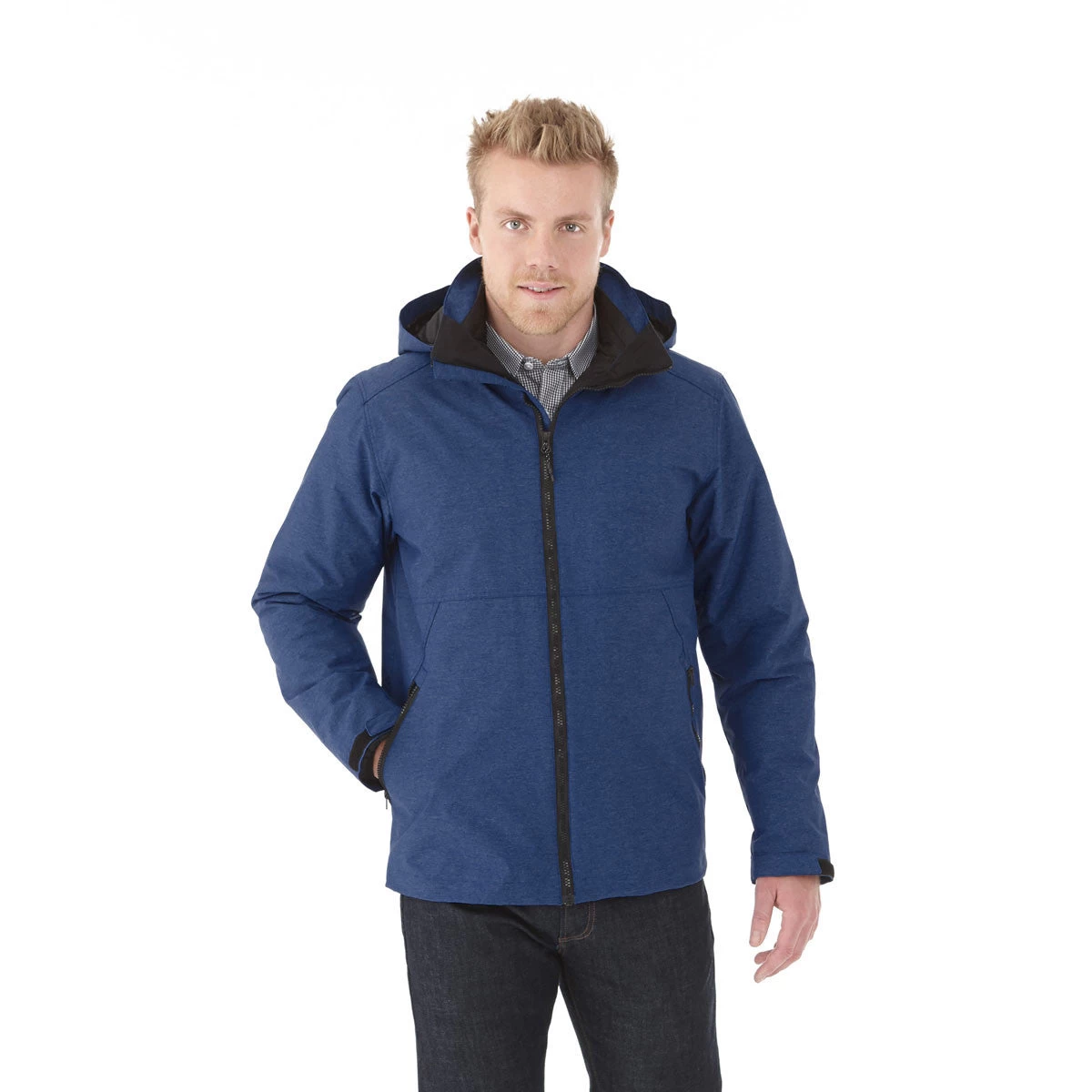 Elevate Men's Metro Blue Heather Delamar 3-in-1 Jacket - Image 3